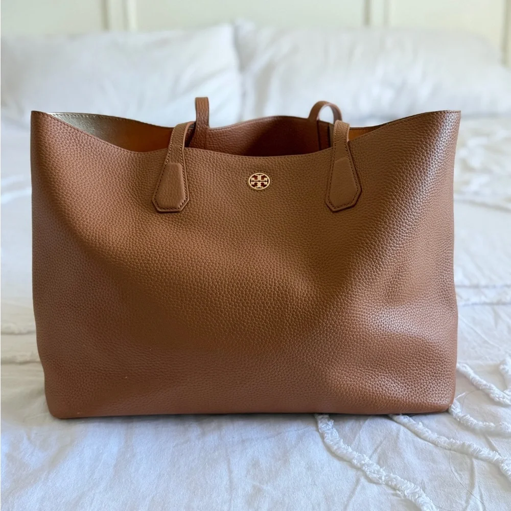 Tory Burch Tan Brown Leather Tote - Picture 1 of 12